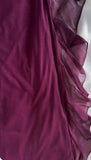Grape One Shoulder Shiny Chiffon Sheath Elegant Party Dress with Ruffles HZ1024