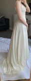 Apricot Spaghetti Straps Chiffon Empire Dress Shiny Beaded Long Simple Formal Evening Dress HZ1024