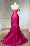 Fuchsia Sweetheart Mermaid Satin Long Prom Dress Simple Formal Evening Dress HZ1024