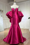 Fuchsia Sweetheart Mermaid Satin Long Prom Dress Simple Formal Evening Dress HZ1024