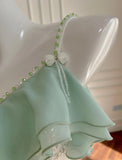 Mint Green Spaghetti Straps Chiffon Ruffled Prom Dresses Shiny Beaded Sequined Backless Evening Dresses HZ1024
