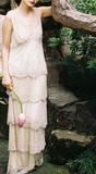 Pearl White V-neck Chiffon Beaded Evening Dresses Simple Wedding Guest Dresses with Embroidered Appliques HZ1024