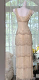 Pearl White V-neck Chiffon Beaded Evening Dresses Simple Wedding Guest Dresses with Embroidered Appliques HZ1024