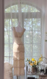 Pearl White V-neck Chiffon Beaded Evening Dresses Simple Wedding Guest Dresses with Embroidered Appliques HZ1024