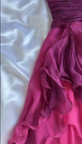 Gothic V-neck A-Line Chiffon Party Dress Vintage Gradient Pink Short Prom Dress HZ1024