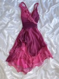 Gothic V-neck A-Line Chiffon Party Dress Vintage Gradient Pink Short Prom Dress HZ1024