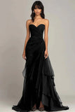 Dark Green A-Line Sweetheart Tulle Layered Long Prom Dresses Formal Evening Dress HZ1024
