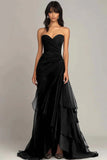 Mermaid Dark Green Sweetheart Tulle Long Prom Dresses Formal Evening Dresses with Rufflest HZ1024