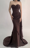 Mermaid Dark Green Sweetheart Tulle Long Prom Dresses Formal Evening Dresses with Rufflest HZ1024