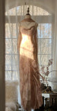 Spaghetti Straps Printed Chiffon Sheath Sparkling Beaded Evening Dress HZ1024