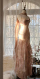 Spaghetti Straps Printed Chiffon Sheath Sparkling Beaded Evening Dress HZ1024