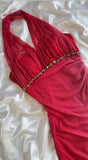 Gradient Red Halter Sheath Party Dress Elegant Gothic Glitter Chiffon Prom Dress HZ1024