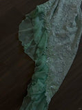 Mint Green Spaghetti Straps Bodycon Chiffon Prom Dresses Lace Applique Sweet Party Dresses HZ1024