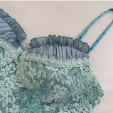 Tiffany Blue Spaghetti Strap Chiffon Party Dresses Lace Applique Short Prom Dresses Homecoming Dress HZ1024