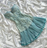 Tiffany Blue Spaghetti Strap Chiffon Party Dresses Lace Applique Short Prom Dresses Homecoming Dress HZ1024