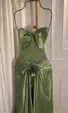 Green Strapless Mermaid Formal Dresses Sweetheart Evening Dresses Elegant Satin Long Prom Dresses HZ1024