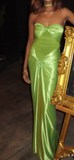 Green Strapless Mermaid Formal Dresses Sweetheart Evening Dresses Elegant Satin Long Prom Dresses HZ1024