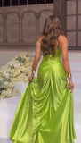Green Strapless Mermaid Formal Dresses Sweetheart Evening Dresses Elegant Satin Long Prom Dresses HZ1024
