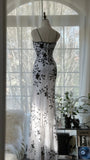 Elegant Spaghetti Straps Mermaid Applique Chiffon Evening Dress Party Dress HZ1024