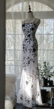 Elegant Spaghetti Straps Mermaid Applique Chiffon Evening Dress Party Dress HZ1024