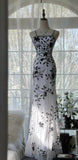 Elegant Spaghetti Straps Mermaid Applique Chiffon Evening Dress Party Dress HZ1024