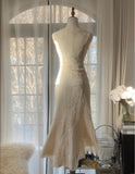 White V-neck Chiffon Lace Applique Short Party Dress Elegant Bridesmaids Dress Homecoming Dress HZ1024