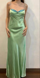 Spaghetti Strap Green Satin Sheath Evening Dresses Gothic Prom Dresses HZ1024