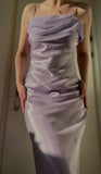 Lilac Spaghetti Straps Sheath Ball Dress Vintage Satin Evening Dress HZ1024