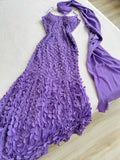 Purple Spaghetti Strap Chiffon Party Dress Vintage Cocktail Dress HZ1024