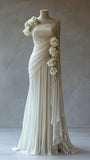 Chiffon Evening Dress Strapless Prom Dress Wedding Dress HZ1024