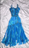 Blue Spaghetti Straps A-Line Chiffon Beaded Party Dresses Homecoming Dress HZ1024