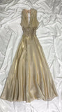Glitter Satin Deep V A-Line Prom Dress Backless Party Dresses HZ1024