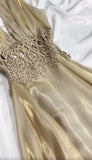 Glitter Satin Deep V A-Line Prom Dress Backless Party Dresses HZ1024