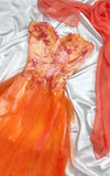 Orange Strapless Short Sweetheart Neck Tulle A-Line Short Prom Evening Dress Homecoming Dress HZ1024
