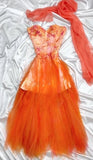 Orange Strapless Short Sweetheart Neck Tulle A-Line Short Prom Evening Dress Homecoming Dress HZ1024