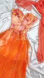 Orange Strapless Short Sweetheart Neck Tulle A-Line Short Prom Evening Dress Homecoming Dress HZ1024