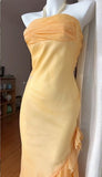 Strapless Ruffled Sheath Party Dresses Gradient Orange Formal Evening Dress HZ1024