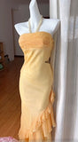 Strapless Ruffled Sheath Party Dresses Gradient Orange Formal Evening Dress HZ1024