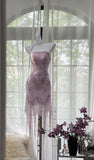 Lavender Chiffon Short Evening Dresses for Party Glitter Beaded Backless Homecoming Dress HZ1024