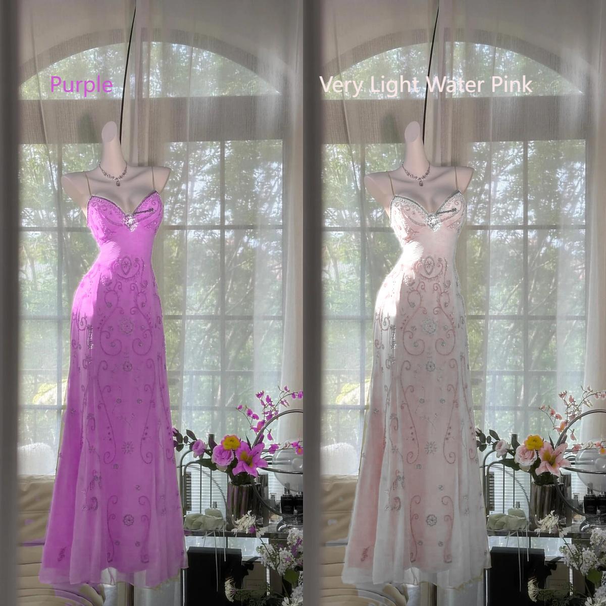 Butter Yellow Spaghetti Straps A-line Tulle Beaded Long Prom Dresses Backless Evening Gowns HZ1024