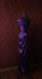 Dark Purple One Shoulder Satin Sheath Simple Evening Dresses HZ1024