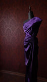 Dark Purple One Shoulder Satin Sheath Simple Evening Dresses HZ1024