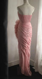Peach Strapless Sheath Evening Dress Simple Bridesmaid Dress HZ1024