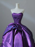 Satin Purple Long Prom Dress?? Sweetheart Evening Gown for Special Ocassion Quinceanera Dress HZ1024