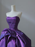 Satin Purple Long Prom Dress?? Sweetheart Evening Gown for Special Ocassion Quinceanera Dress HZ1024