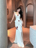 White Satin Mermaid Off-the-shoulder Long Prom Dresses Simple Formal Evening Dresses HZ1024