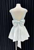 Square Neck A-line Backless Birthday Dress Bow Short Prom Dress Sweet Homecoming Dress HZ1024