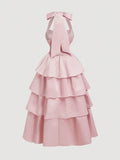 A-Line Halter Prom Dress Tiered Satin Empire-Waist Sleeveless Party Dress 22nd Birthday Dress with Bow HZ1024