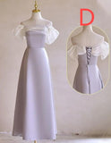 Purple Satin with Bow A-Line Bridesmaid Dress, Elegant Formal Evening Dress HZ1024