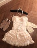 Spaghetti Straps Satin Lace Satin Short Prom Dresses Cute A-Line Two-Piece Homecoming Dress HZ1024